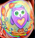 baby belly, maternity, gestational, art, owl,  painting