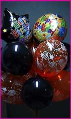 orange black birthday balloons