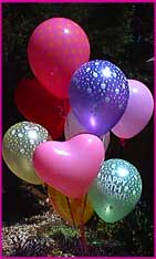 balloon hearts and printed rounds bouquet 